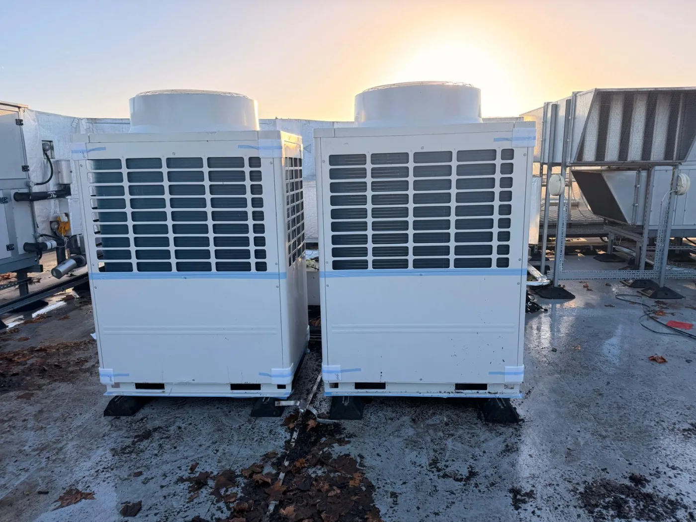 Rooftop condenser units — commercial install